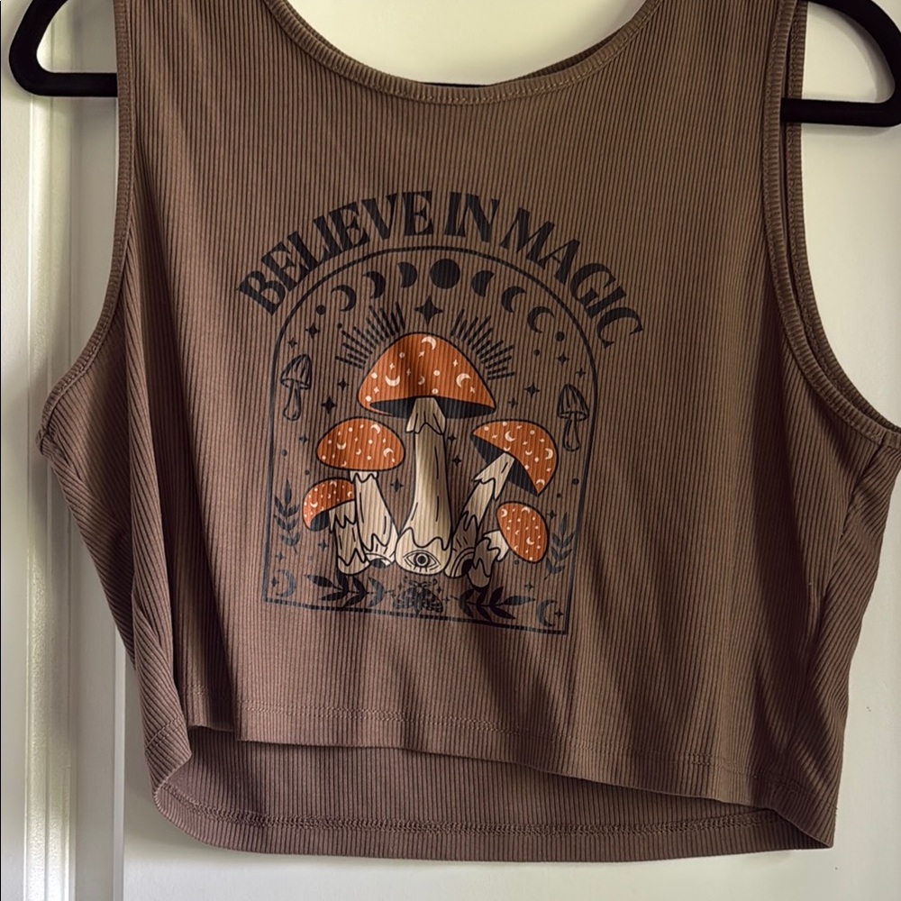 ROMWE Brown Tan Sleeveless Crop Tank Top